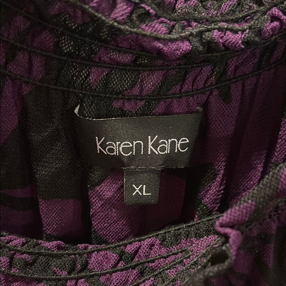 Karen Kane Womens Blouse Black and Purple Elastic Collar Size XL - Picture 4 of 5
